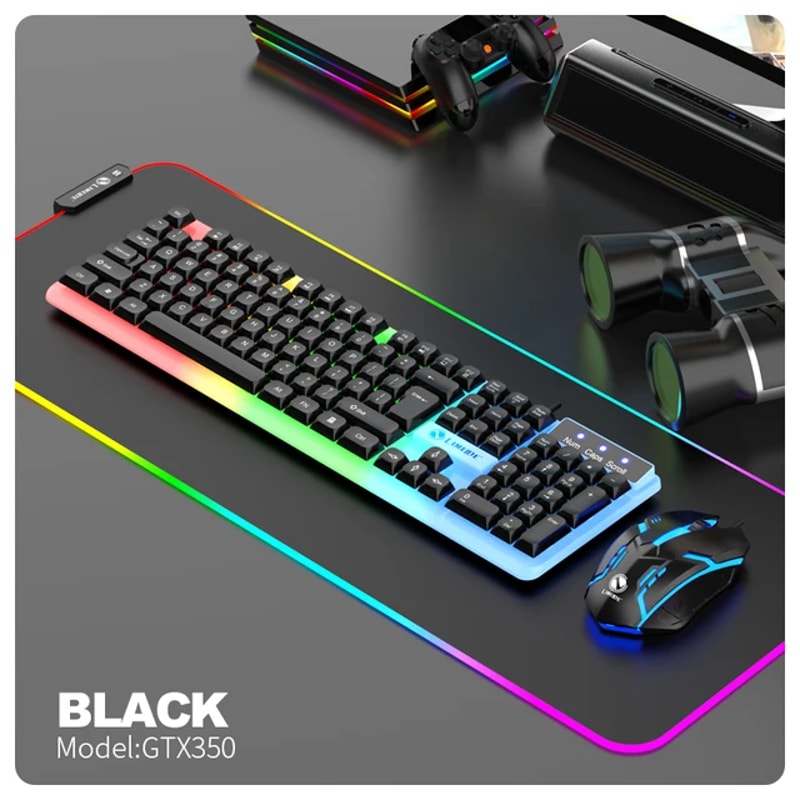 Backlight Gamer Kit LED Mouse Combos Computer Laptop Wired USB Keyboard 6