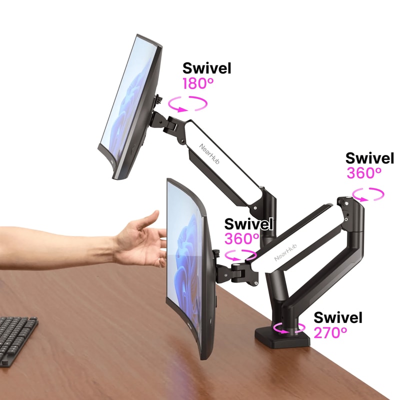 Effortless Installation Dual Monitor Mount CClamp Grommet Mount Monitor Stand Desk For Computer 1