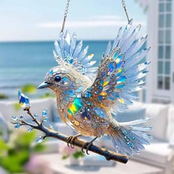 handcrafted stained glass bird ornament | unique sunlit decor for home & garden