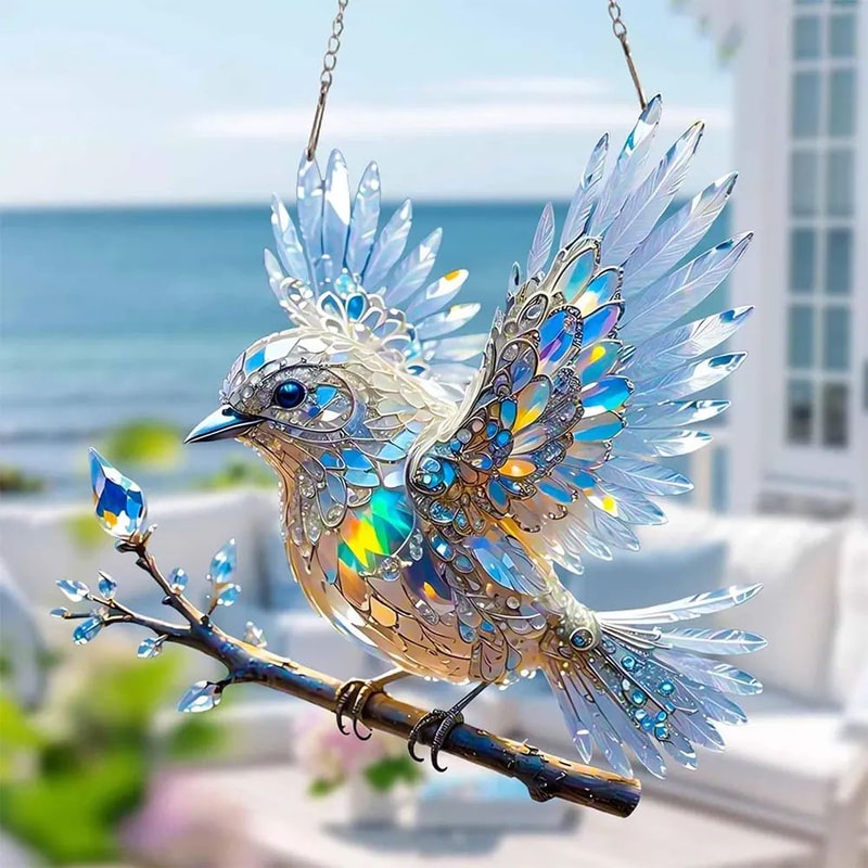 Colorful Glass Bird Ornament 0