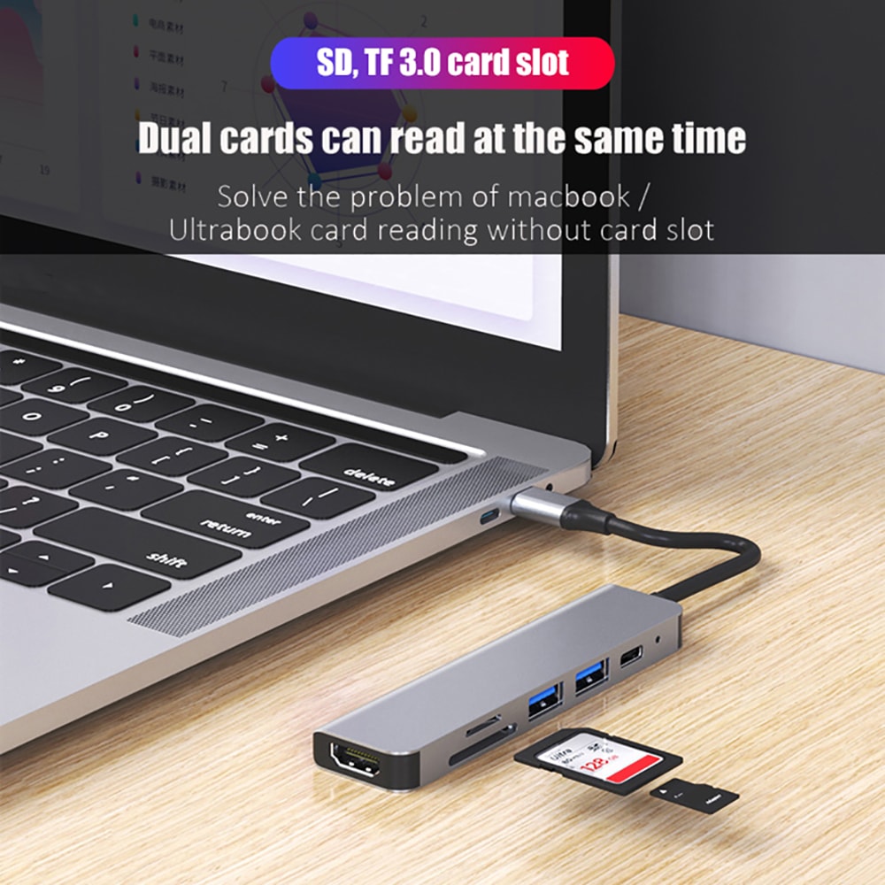 USB Docking Hub For MacBook Fast Charge Splitter Station HighSpeed Charging For MacBook Computers 4
