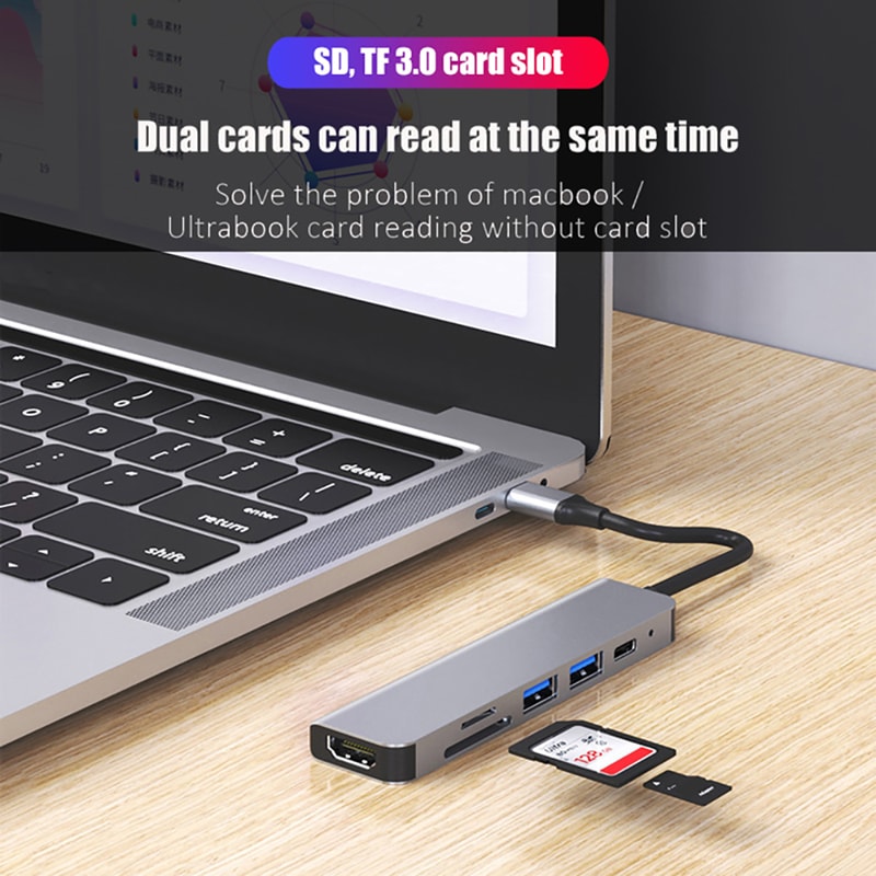 USB Docking Hub For MacBook Fast Charge Splitter Station HighSpeed Charging For MacBook Computers 4