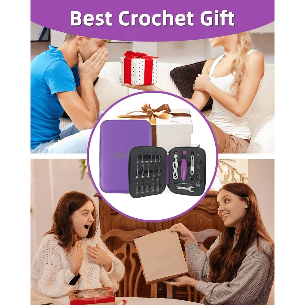 LED crochet kit with rechargeable hooks