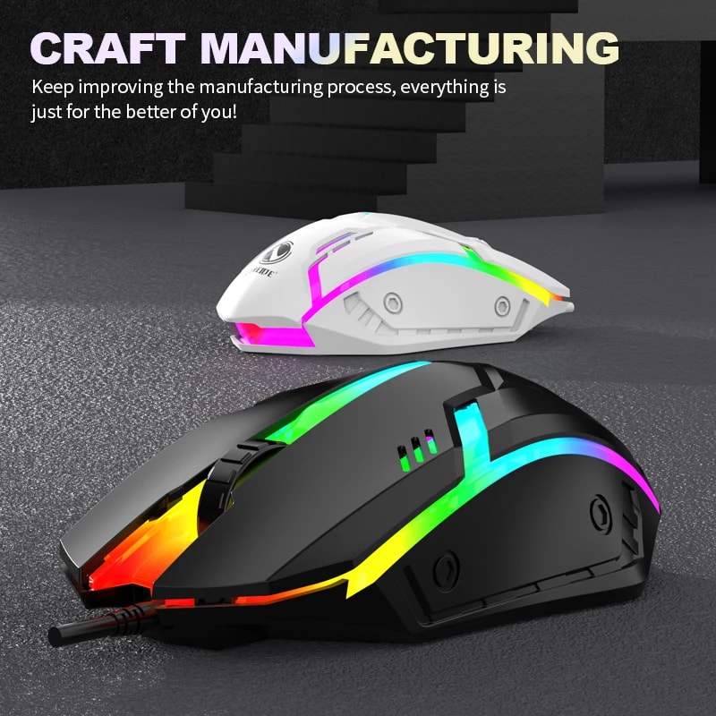 USB Wired Luminous Backlit Mouse For Office Gaming Laptop Desktop Mute Design 3