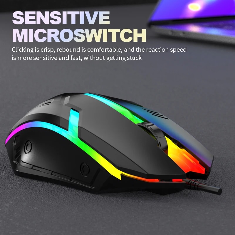 USB Wired Luminous Backlit Mouse For Office Gaming Laptop Desktop Mute Design 4