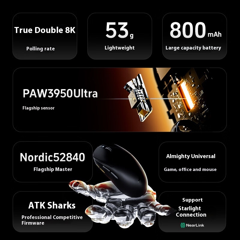 Lightweight Esports Gaming Mouse Pro TriMode Custom PC Accessory For Precise Control 2