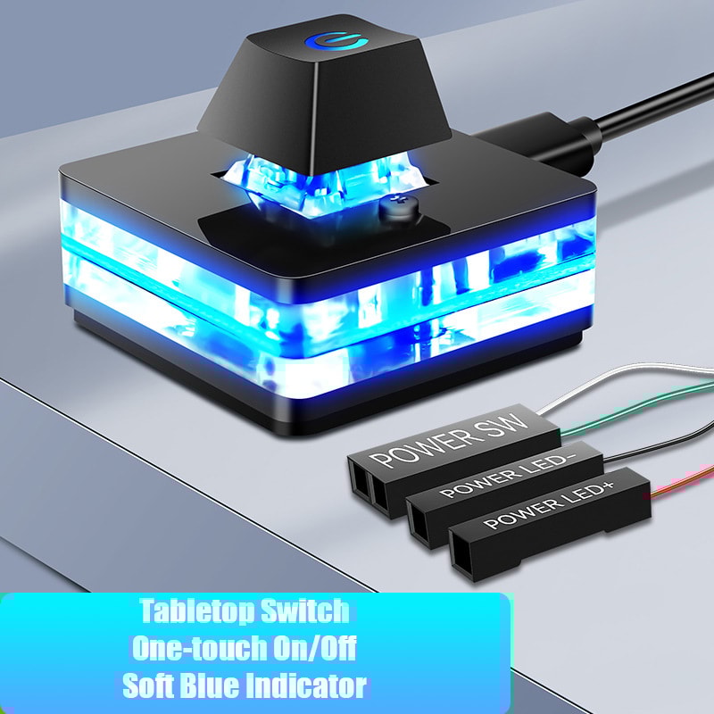 LED Lights Computer Power Switch External Start Power OnOff Button PC Motherboard Extension Cable F 3