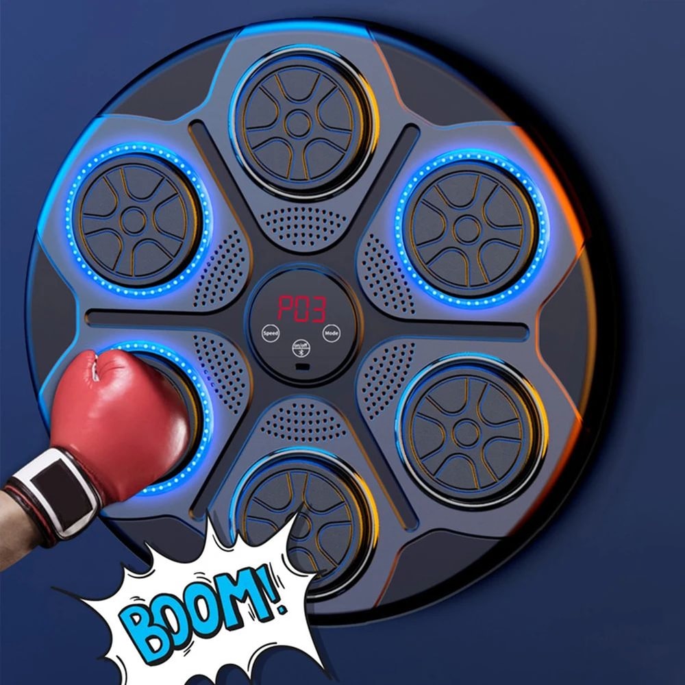 Person training with the Smart Bluetooth Music Boxing Trainer in their home gym