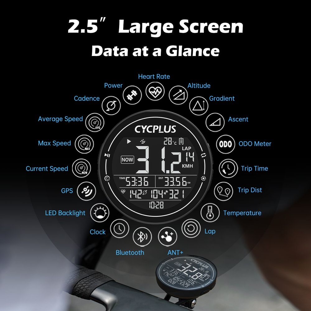 Wireless ANT Bluetooth GPS Bicycle Accessories, Waterproof Speedometer Bike Cyclocomputer