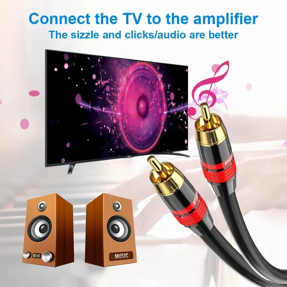 Audio Video Cable Male For Projector DVD TV Speaker Amplifier 2