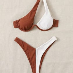 one shoulder swimsuits cut out women's swimwear high cut push up beach bikini set