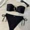 Fashion Bikini Set, Solid Color with Side Tie and Metal Accessorie