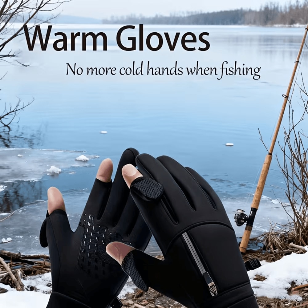 gloves flipping open in snowy setting