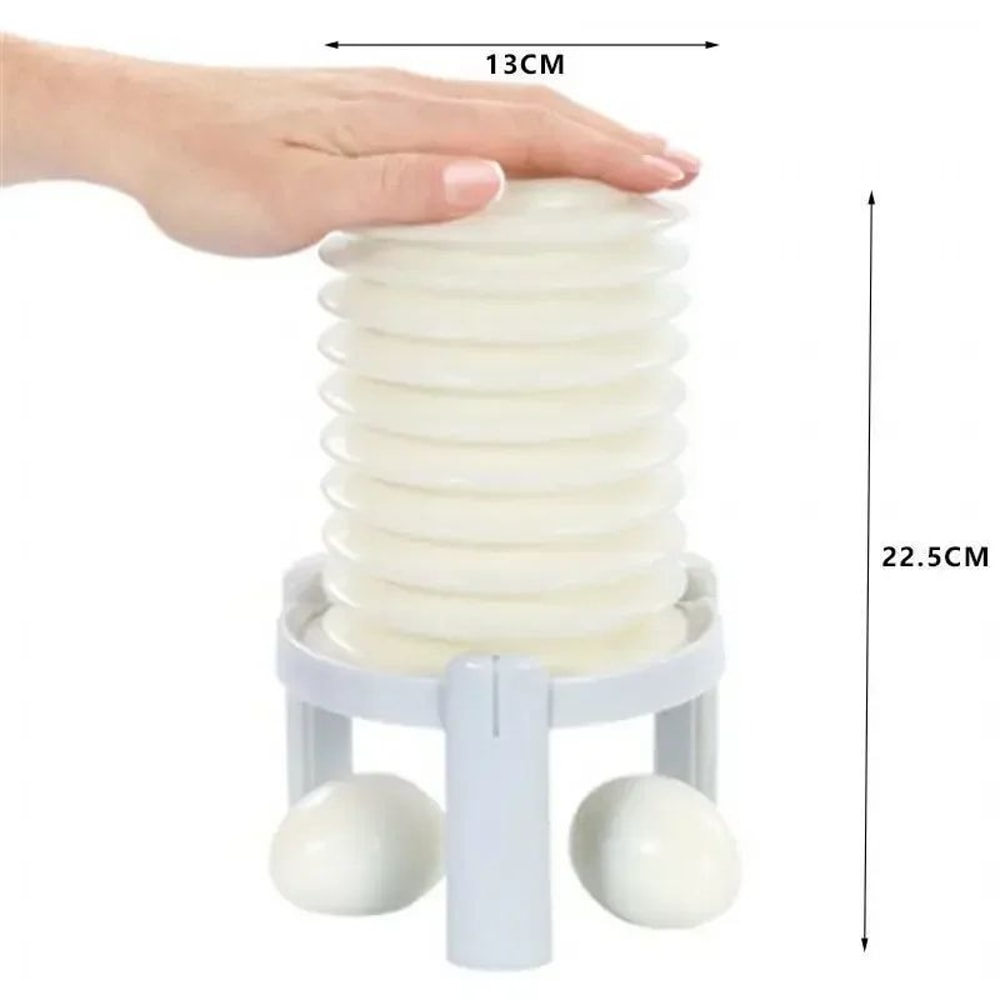 hard boiled egg peeler tool showing smooth peeled egg surface