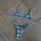 Female Brazilian Bikini Set Women Swimsuit Swimwear Plaid Bathing Suit Beachwear 2