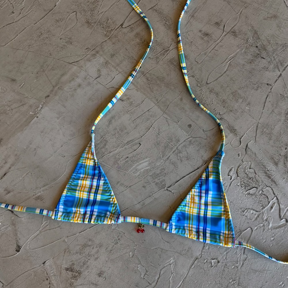 Female Brazilian Bikini Set Women Swimsuit Swimwear Plaid Bathing Suit Beachwear 3