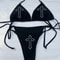 Punk Print Gothic Bathing Suit for Women, Star Design Thong Bikini Set