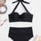 Women's Fashion Bikini Set with Hard Bag, Solid Color, Perfect for Vacation & Festival