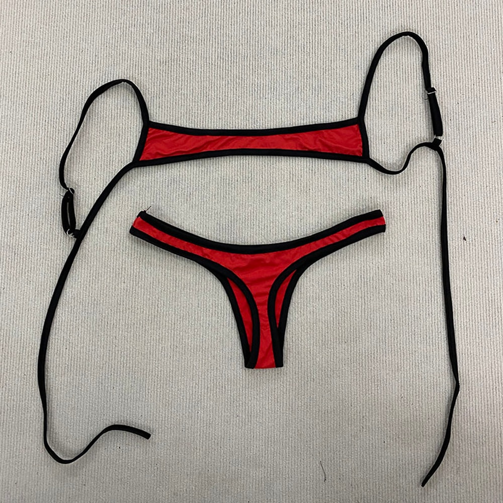 Aesthetic Spice Girl Beach Swimsuit, Backless Simple Summer Split Bikini