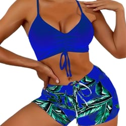 beach vacation bathing suit with swimsuit tummy control ruffle top & shorts swimwear