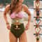 Slimming Bathing Suit Buckle Color Block Stitching Push Up Women Bikini Set Beach Wear 1