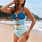 Slimming Bathing Suit Buckle Color Block Stitching Push Up Women Bikini Set Beach Wear 3
