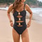 Slimming Bathing Suit Buckle Color Block Stitching Push Up Women Bikini Set Beach Wear 6