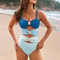 Slimming Bathing Suit Buckle Color Block Stitching Push Up Women Bikini Set Beach Wear 7