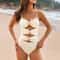 Slimming Bathing Suit Buckle Color Block Stitching Push Up Women Bikini Set Beach Wear 9
