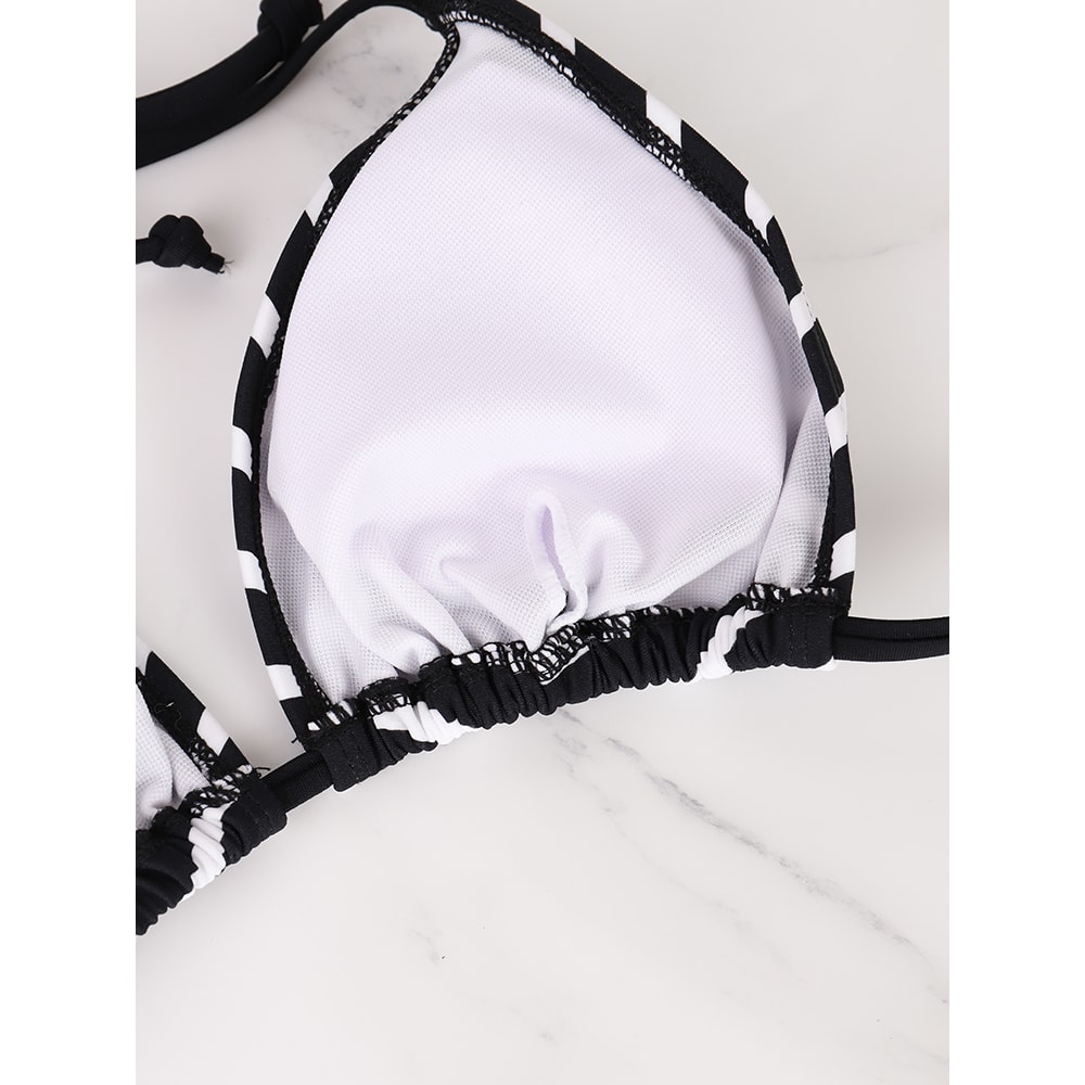 Female Beachwear Summer Bikini Swimsuit, Black And White Striped Beach Set