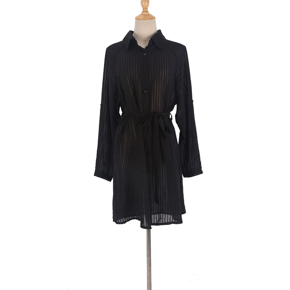 Elegant Self Belted Kimono Dress, Swimsuit Covers for Holiday Beachwear