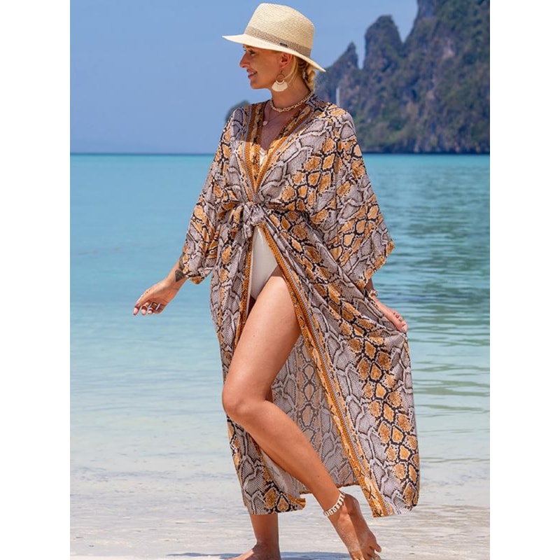 Luxury Beach Outings Belted Swimwear Cape Sea Boho Coverup Long 1