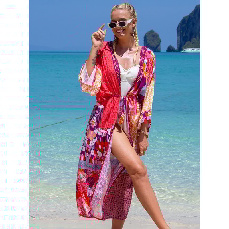 Luxury Beach Outings Belted Swimwear Cape Sea Boho Coverup Long 5