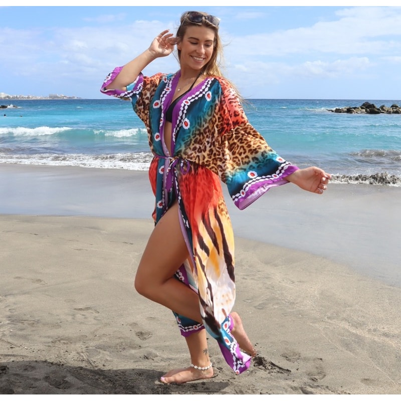Luxury Beach Outings Belted Swimwear Cape Sea Boho Coverup Long 8