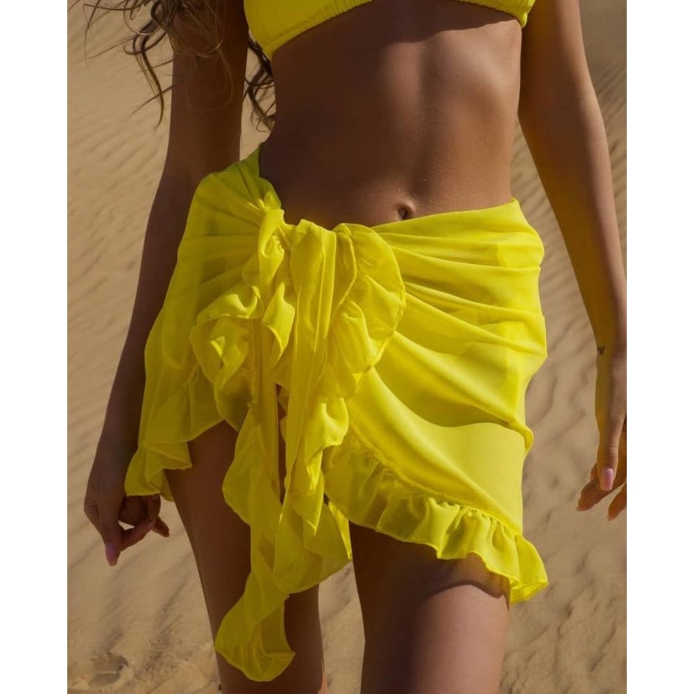 Bikini CoverUps Wrap Sarong Chiffon Swimwear Pareo Beach Skirts Kaftan 0