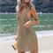 Solid Color V Neck Sleeveless Beach Short Dress, New Style Women Knitting Bikini Cover-Ups Hollow Out Split Sunscr