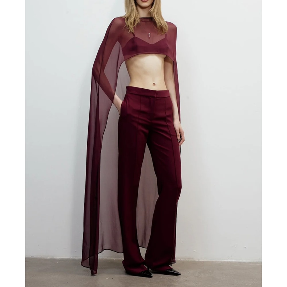 Long Party Tops, Solid Color Sheer Cover-ups Summer Holiday, O Neck Cape Blouse Female