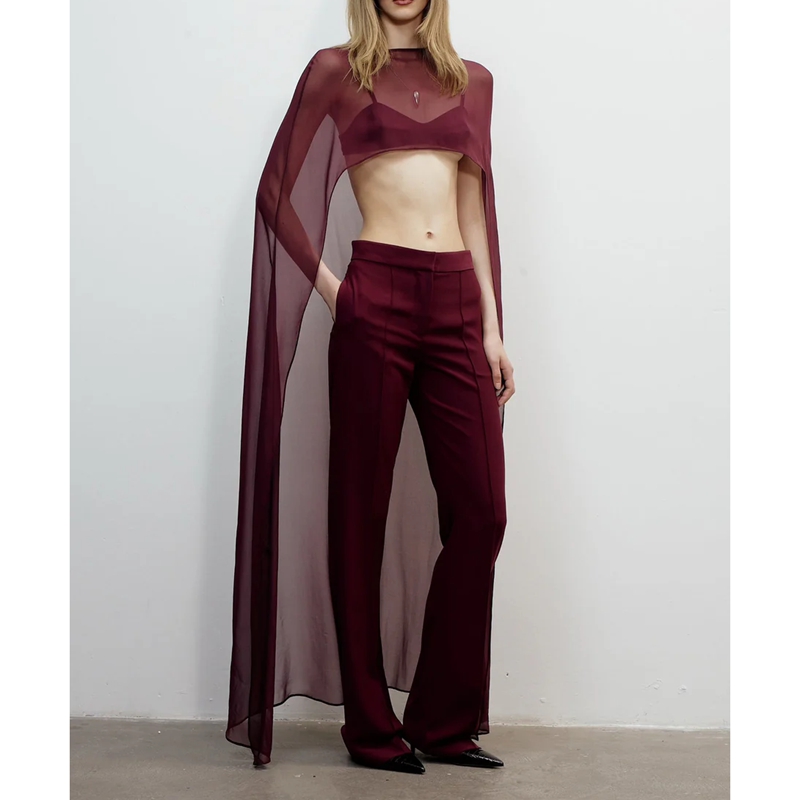 Summer Holiday Solid Color Sheer Cover-ups, Female O Neck Cape Blouse, Long Party Tops