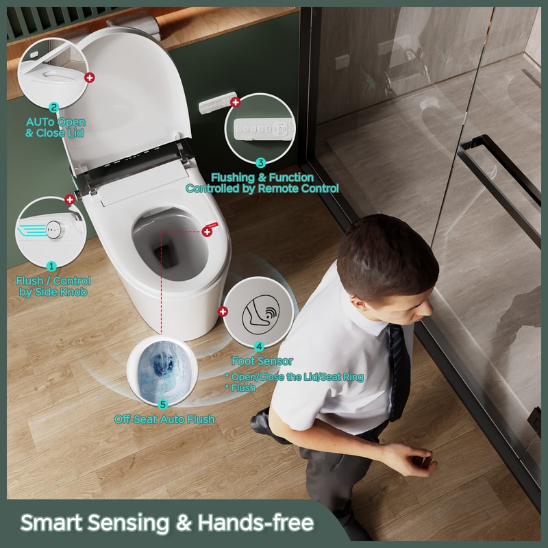 One-Piece Toilet with Built-in Bidet, ADA Bidet Height, Foam Dispenser, Instant Warm Water and Dryer