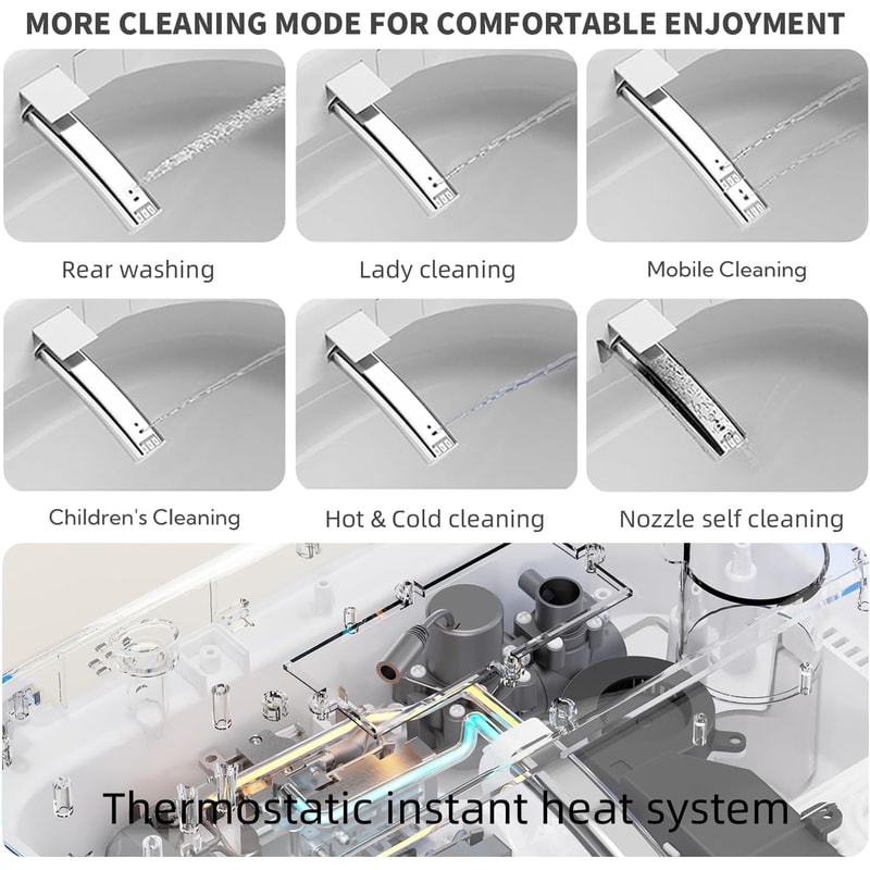 One-Piece Toilet with Built-in Bidet, ADA Bidet Height, Foam Dispenser, Instant Warm Water and Dryer