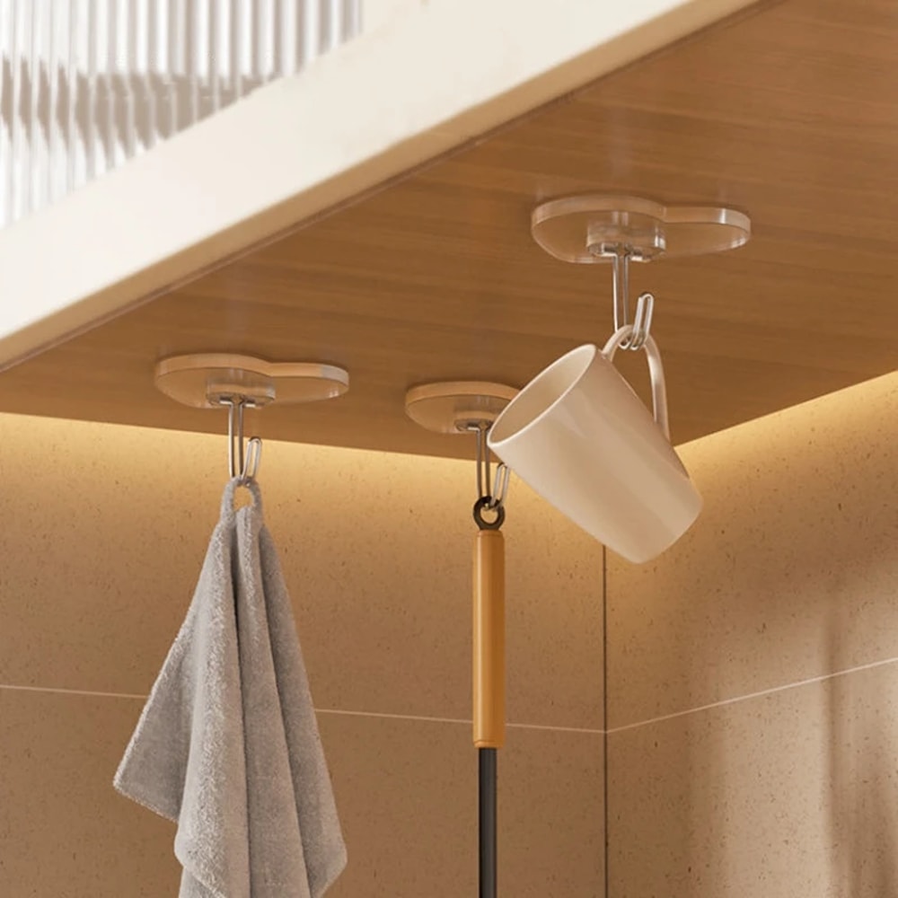 Stainless Steel MultiPurpose Hooks Transparent Strong Self Adhesive Hooks Storage Hanger For Kitche 1