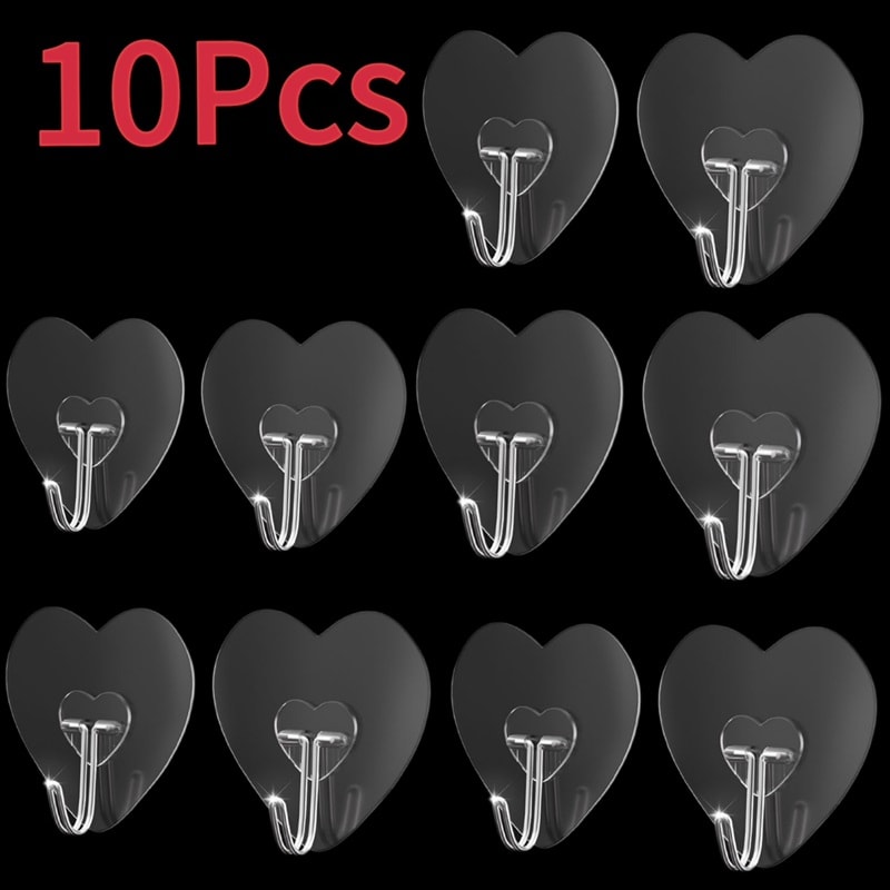 Stainless Steel MultiPurpose Hooks Transparent Strong Self Adhesive Hooks Storage Hanger For Kitche 6