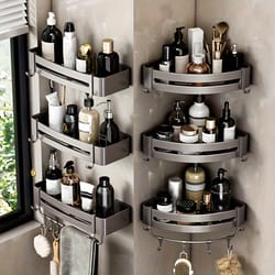 wall-mounted corner shelf storage rack for shampoo, makeup, and accessories, home storage solution