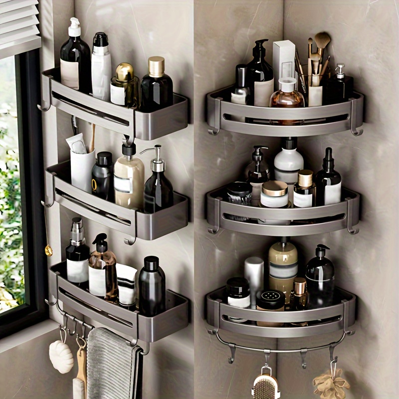 WallMounted Corner Shelf Storage Rack For Shampoo Makeup And Accessories Home Storage Solution 0