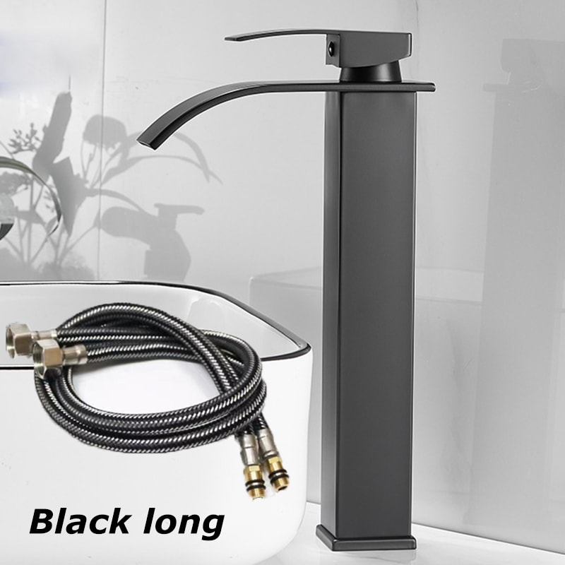 Black Waterfall Wash Basin Faucet Stainless Steel Toilet Bathroom Faucet Cold And Water 5