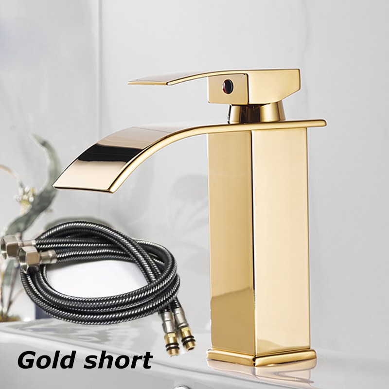 Black Waterfall Wash Basin Faucet Stainless Steel Toilet Bathroom Faucet Cold And Water 6