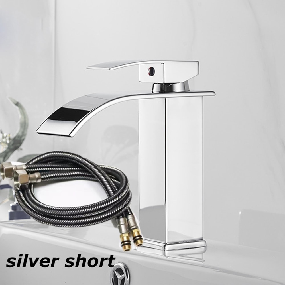 Black Waterfall Wash Basin Faucet Stainless Steel Toilet Bathroom Faucet Cold And Water 7