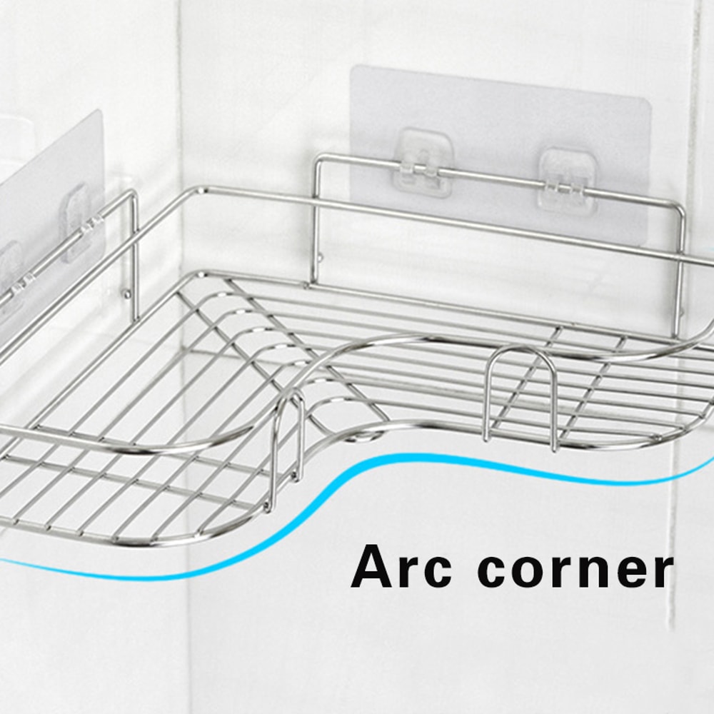 Shower Storage Rack Holder Shelf Wall Mounted Adhesive Organizer For Kitchen And Bathroom 1