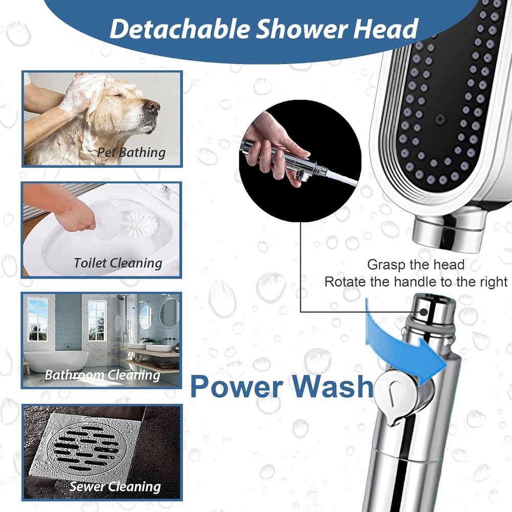 Flexible Shower Head Anticlogging Easy To Clean Handheld Bath Shower Head 2