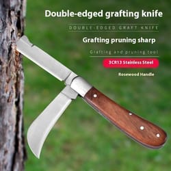 grafting tools folding knife, professional garden grafting pruning cutter, wooden handle